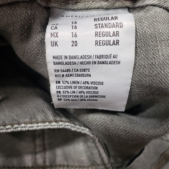 American Eagle Pants Womens 16‎ Green Linen Blend Straight Leg Lightweight NWT - Picture 5 of 12